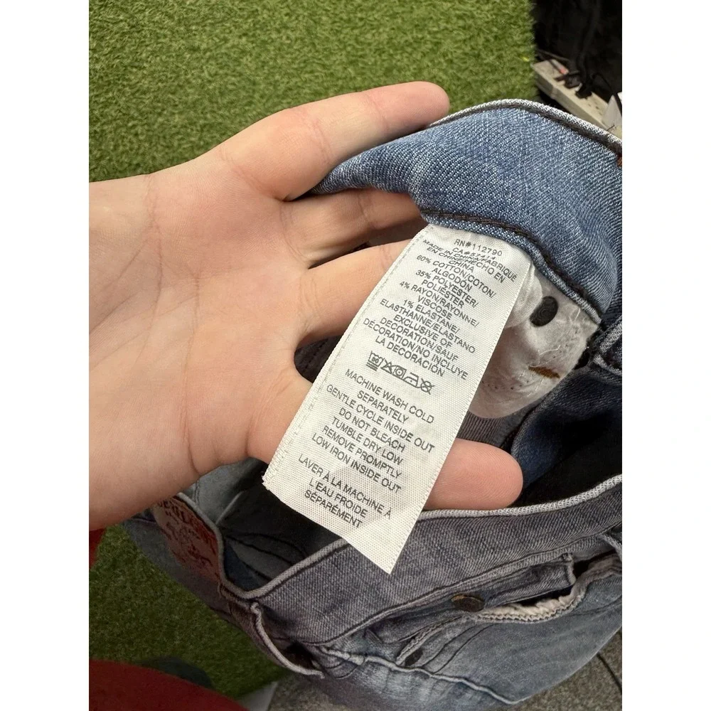 True Religion Jeans Mens 33 Ricky Flap Pockets Relaxed Straight Denim Y2K